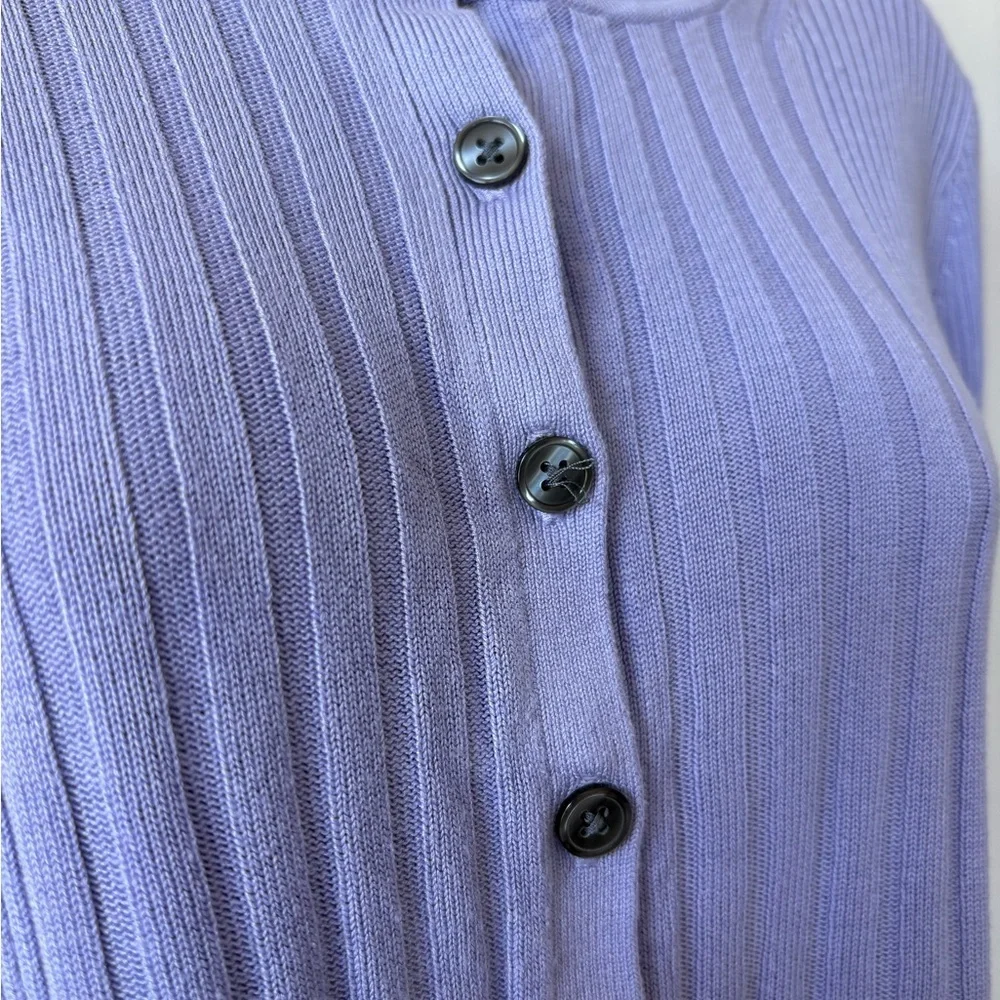 Banana Republic Lilac Ribbed Front-Button Cardigan | Size Medium - Picture 5 of 9